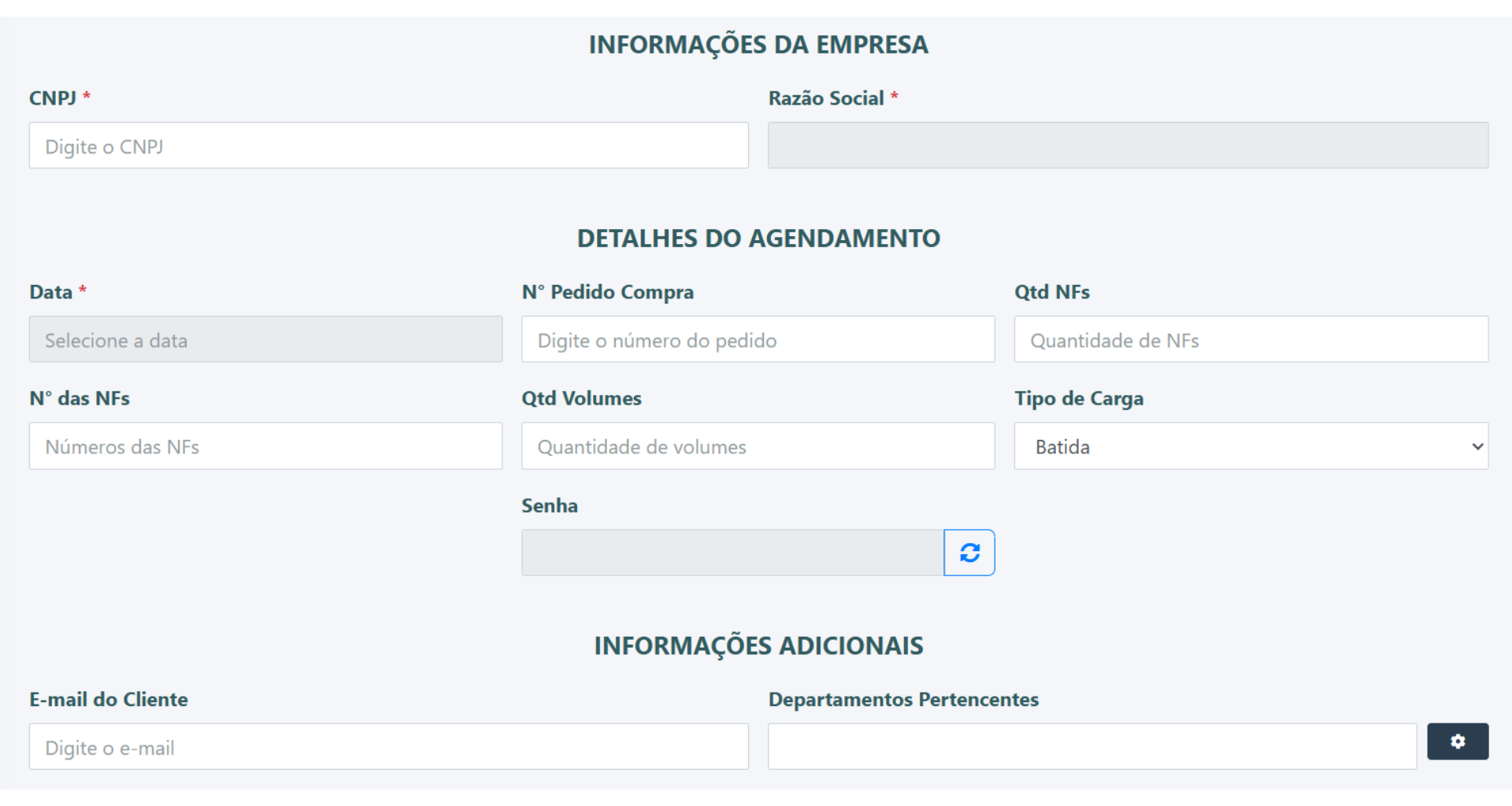 Interface de agendamento manual do AgendaFlow